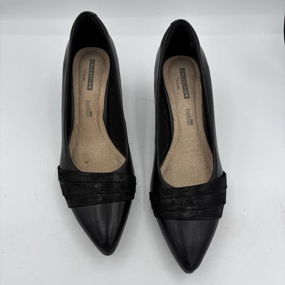 Clarks Collection Heels Womens 7.5 M Linvale Madie Pumps Pointed Toe Black - Picture 3 of 10